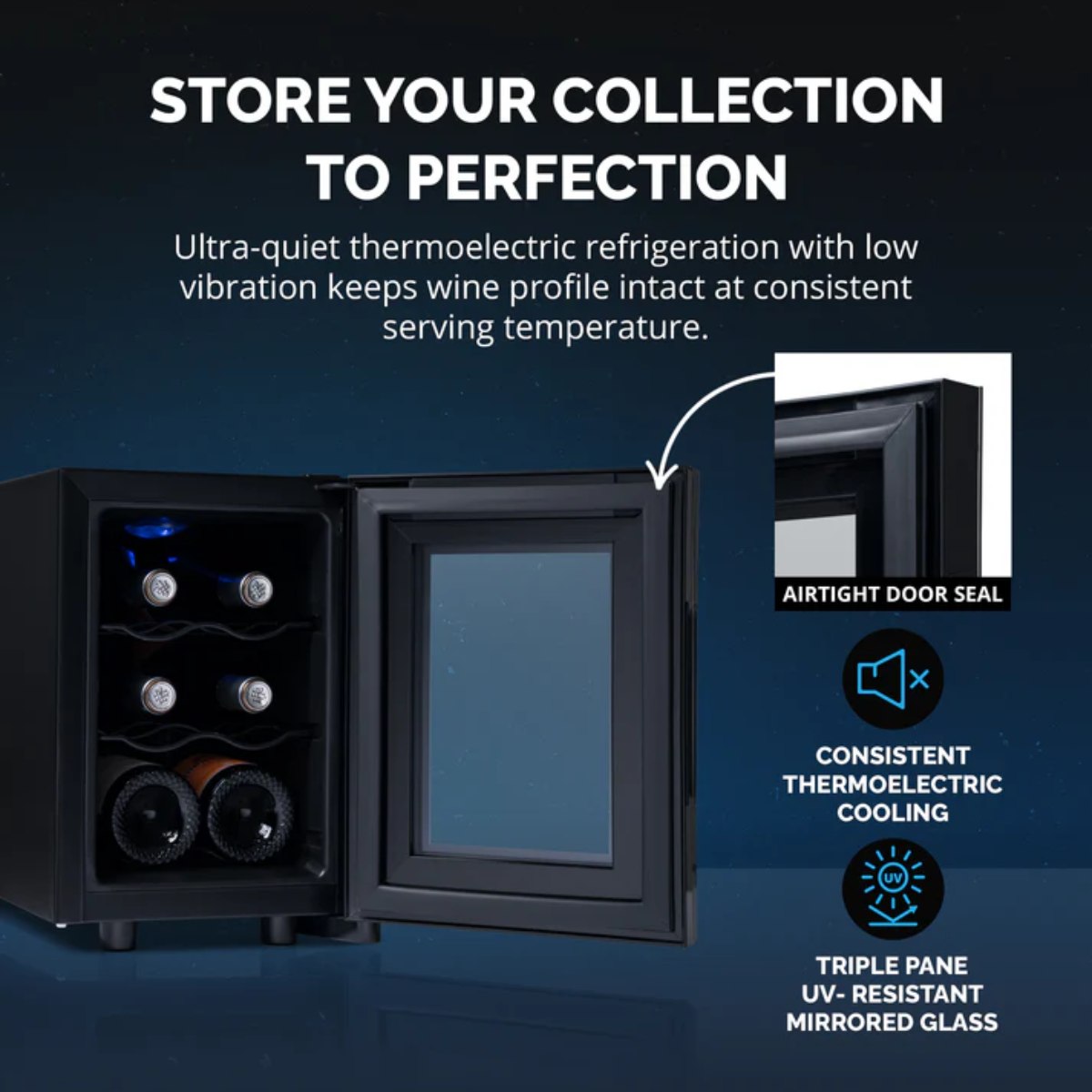 Newair 6 Bottle Shadow-T Series Freestanding Wine Fridge – 10.2" Black - Store your Collection to Perfection