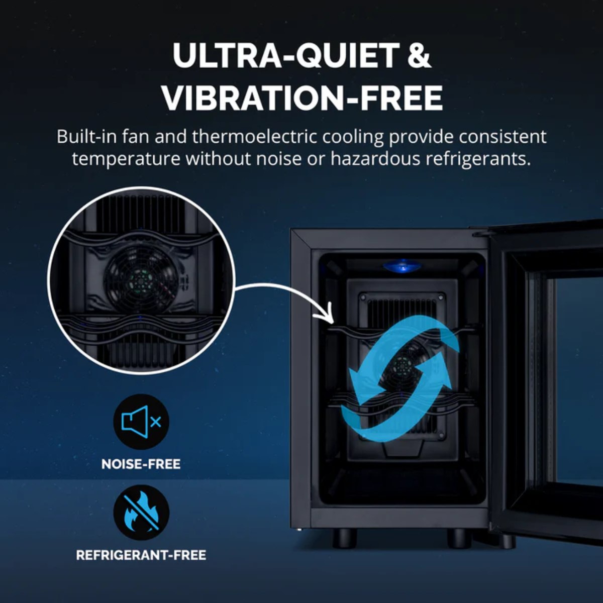 Newair 6 Bottle Shadow-T Series Freestanding Wine Fridge – 10.2" Black - Ultra Quiet and Vibration Free