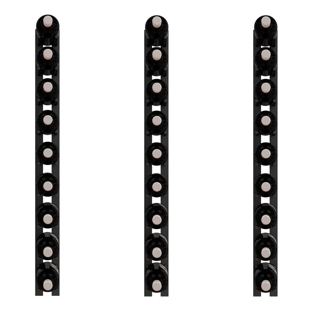 Ultra 1FT Cork-Out Straight Wall Rail Wine Rack (3 Bottles) - Cork Out Design of the Wine Rack Front View