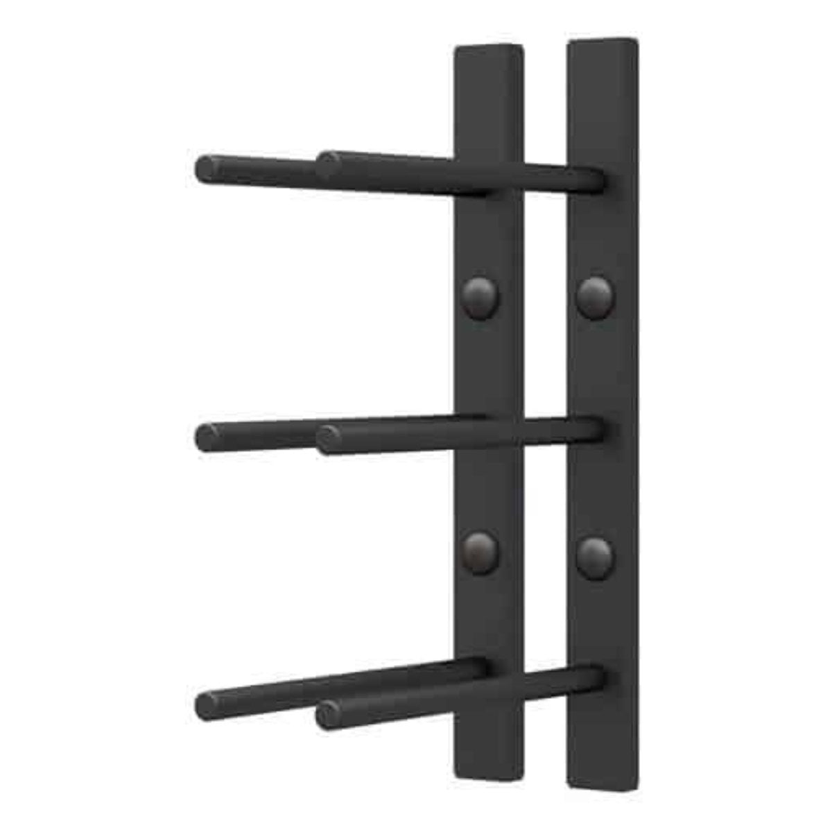 Ultra 1FT Cork-Out Straight Wall Rail Wine Rack (3 Bottles) - Front View of the Wine Rack