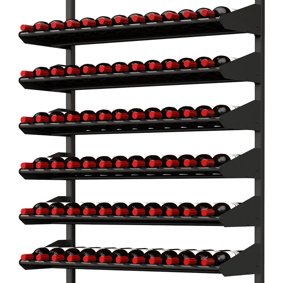 Ultra Showcase Series - Cork-Out Row (12 Bottles) - Wall-mounted metal wine rack with cork out shelf holding bottles