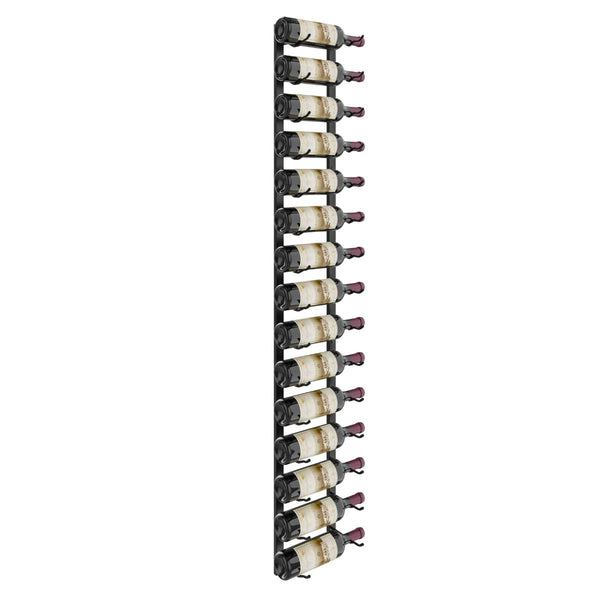 VintageView 5-Foot Wall-Mounted Wine Storage Rack Single Depth 15 Bottles Matte Black Shown