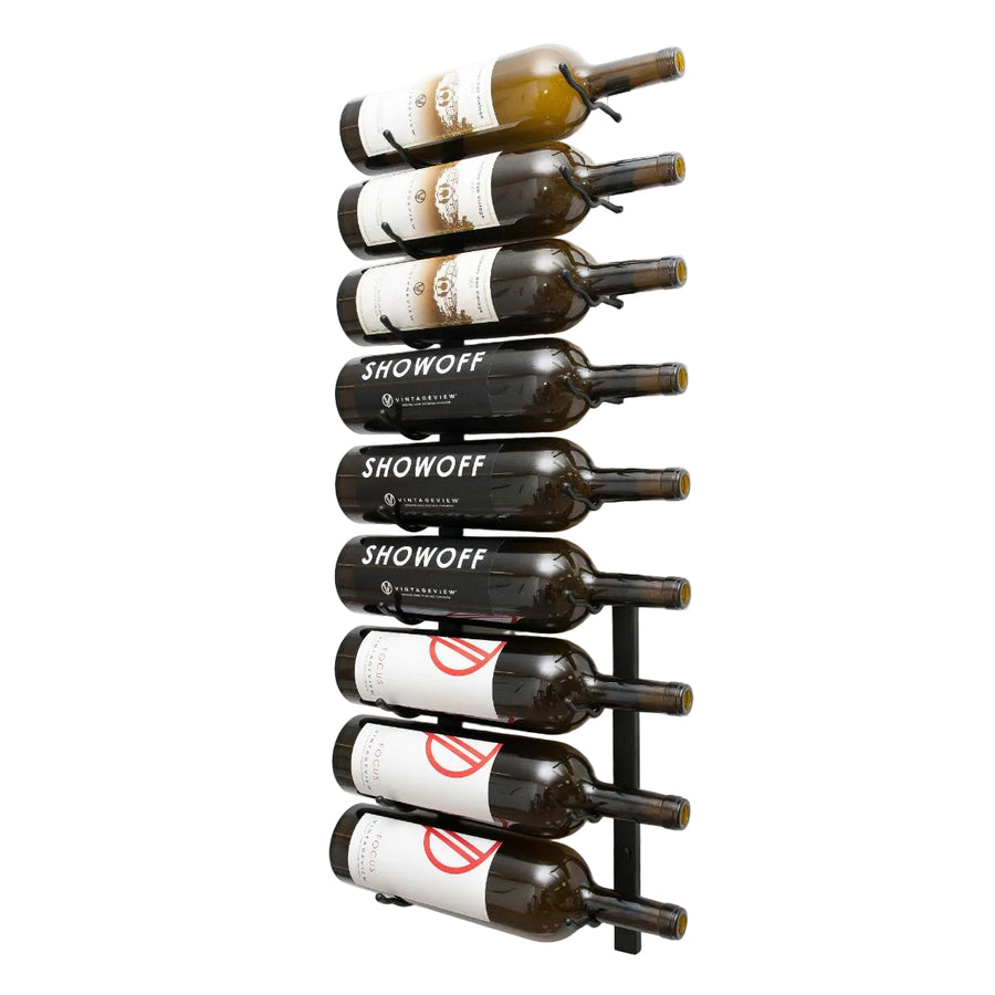 VintageView Magnum & Champagne Wall-Mounted Wine Rack - 9 Bottles Matte Black Label Out Shown