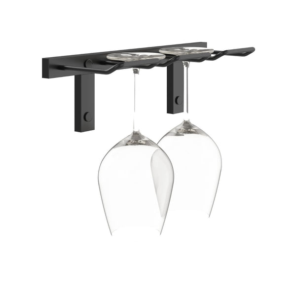 VintageView Wall-Mounted Wine Glass Stemware Rack Matte Black Single Depth Shown