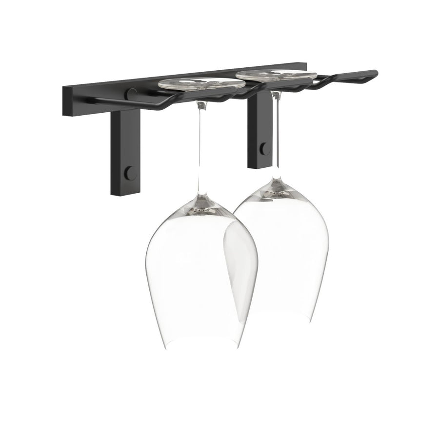 VintageView Wall-Mounted Wine Glass Stemware Rack Matte Black Single Depth Shown