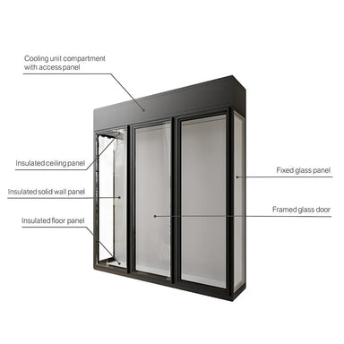 Vitrus 3 Door Glass Wine Cellar with Acrylic Racking - Parts of the Wine Cabinet with Diagram