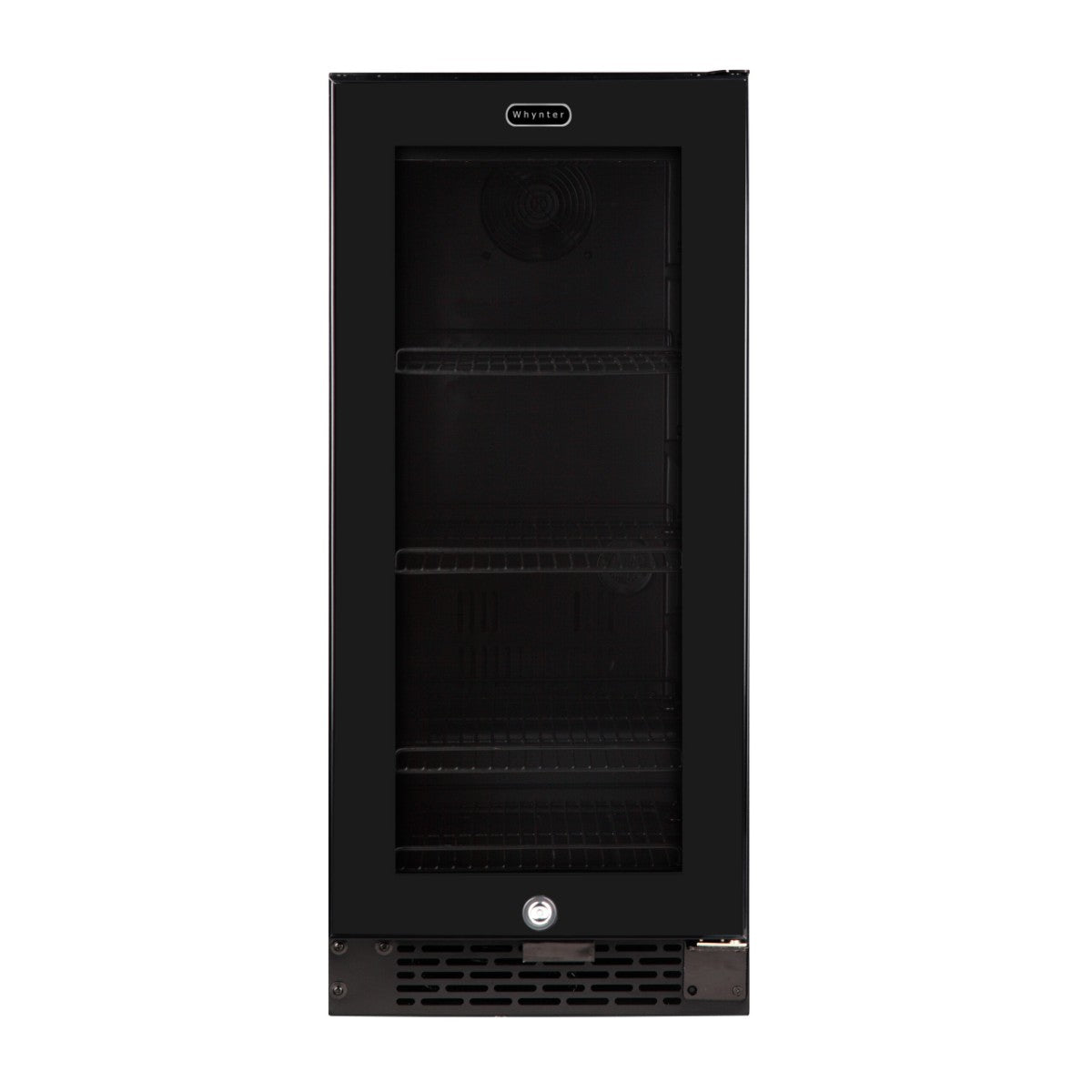 Whynter BBR-801BG 100-Can Built-In Beverage Refrigerator - Front view empty shelves closed door