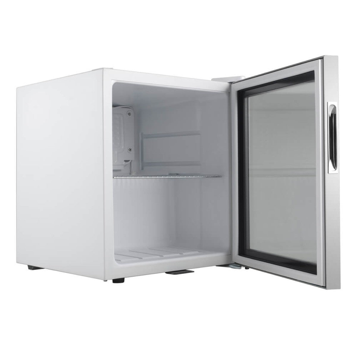 Whynter BR-062WS 68-Can Stainless Steel Beverage Refrigerator - Front Left View Empty Fridge Open Door