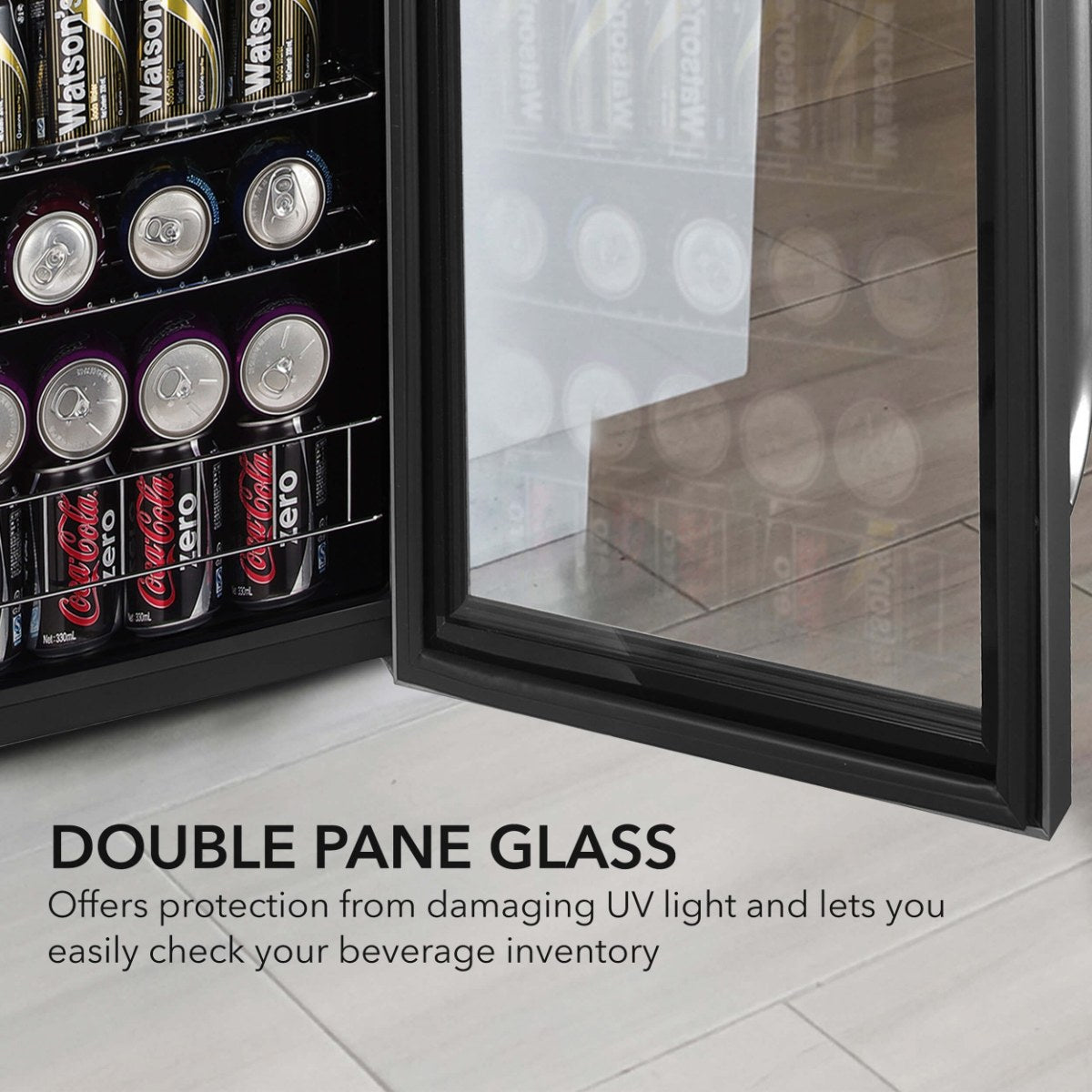 Whynter BR-1211DS 136-Can Stainless Steel Beverage Refrigerator - Double Pane Glass