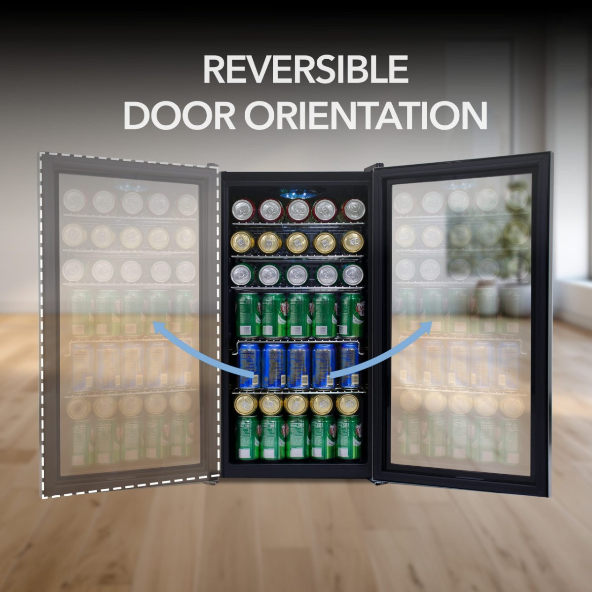 Whynter BR-130SB 127-Can Freestanding Beverage Refrigerator - Reversible Door Orientation