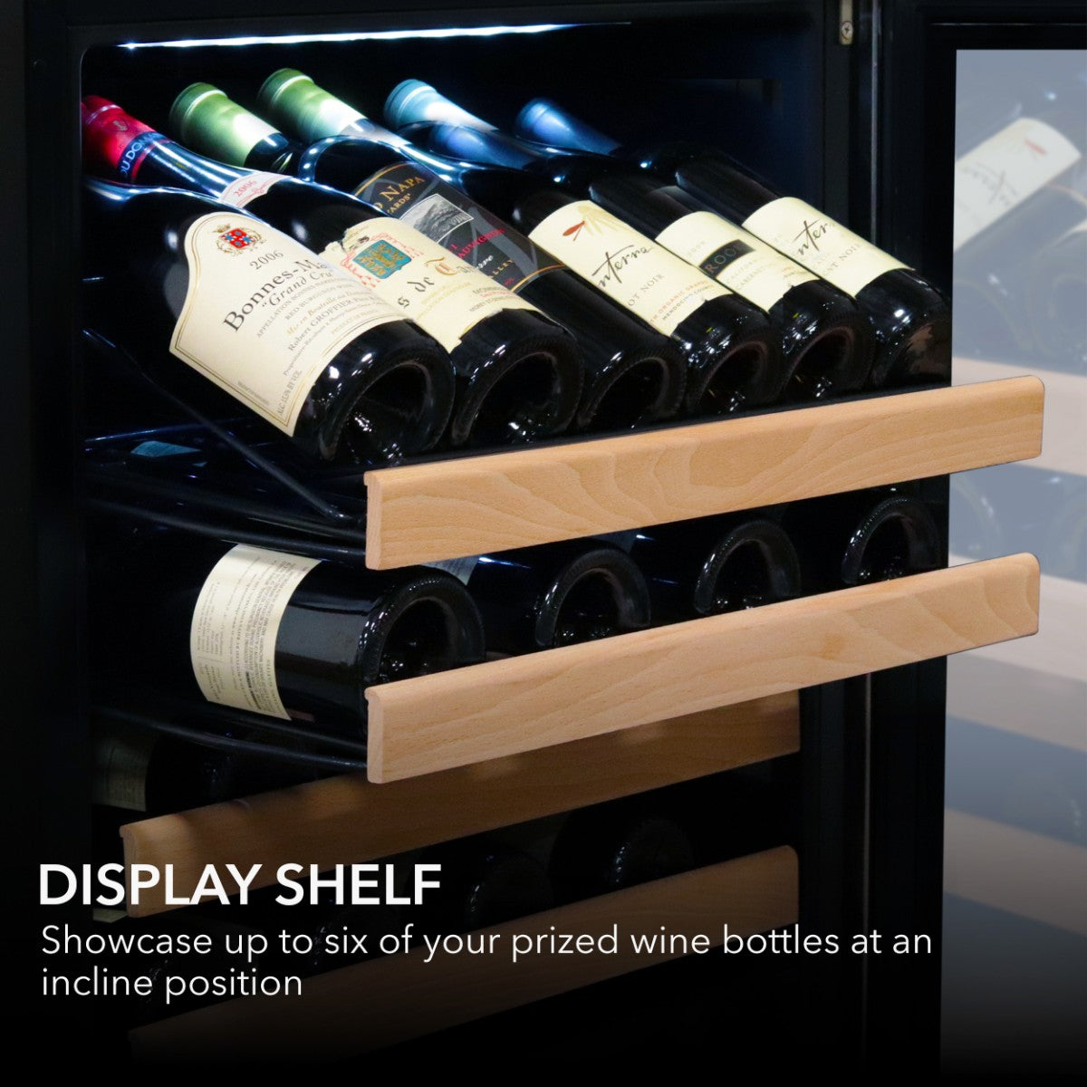Whynter BWR-1662SD 166-Bottle Single-Zone Built-In Wine Refrigerator - Display Shelves Shown