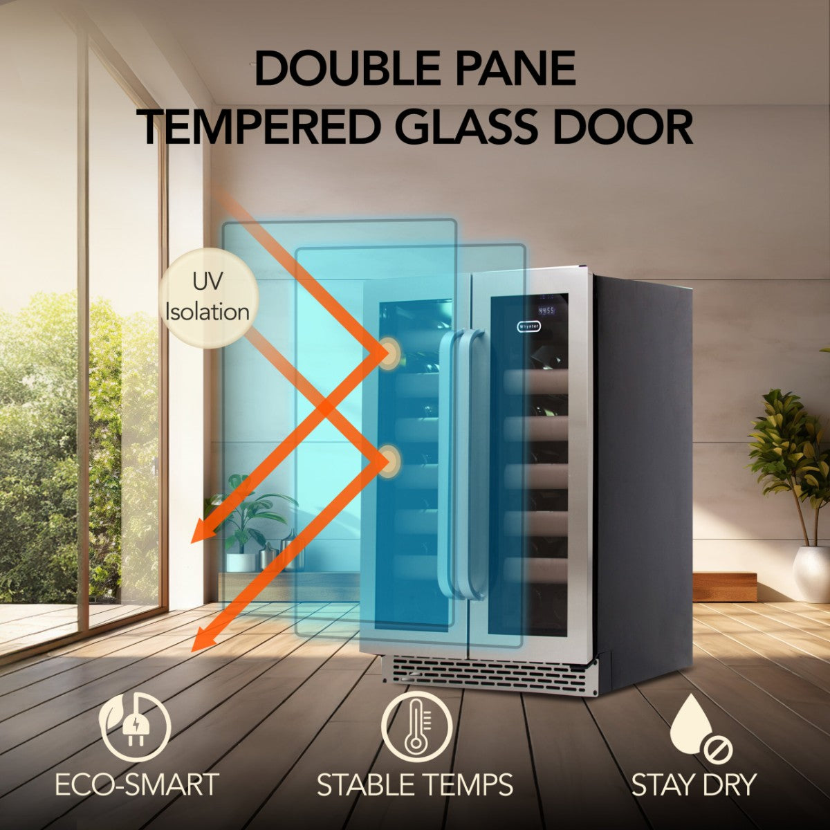 Whynter BWR-401DS 40-Bottle Dual-Zone Built-In Wine Refrigerator - Double Pane Tempered Glass Door