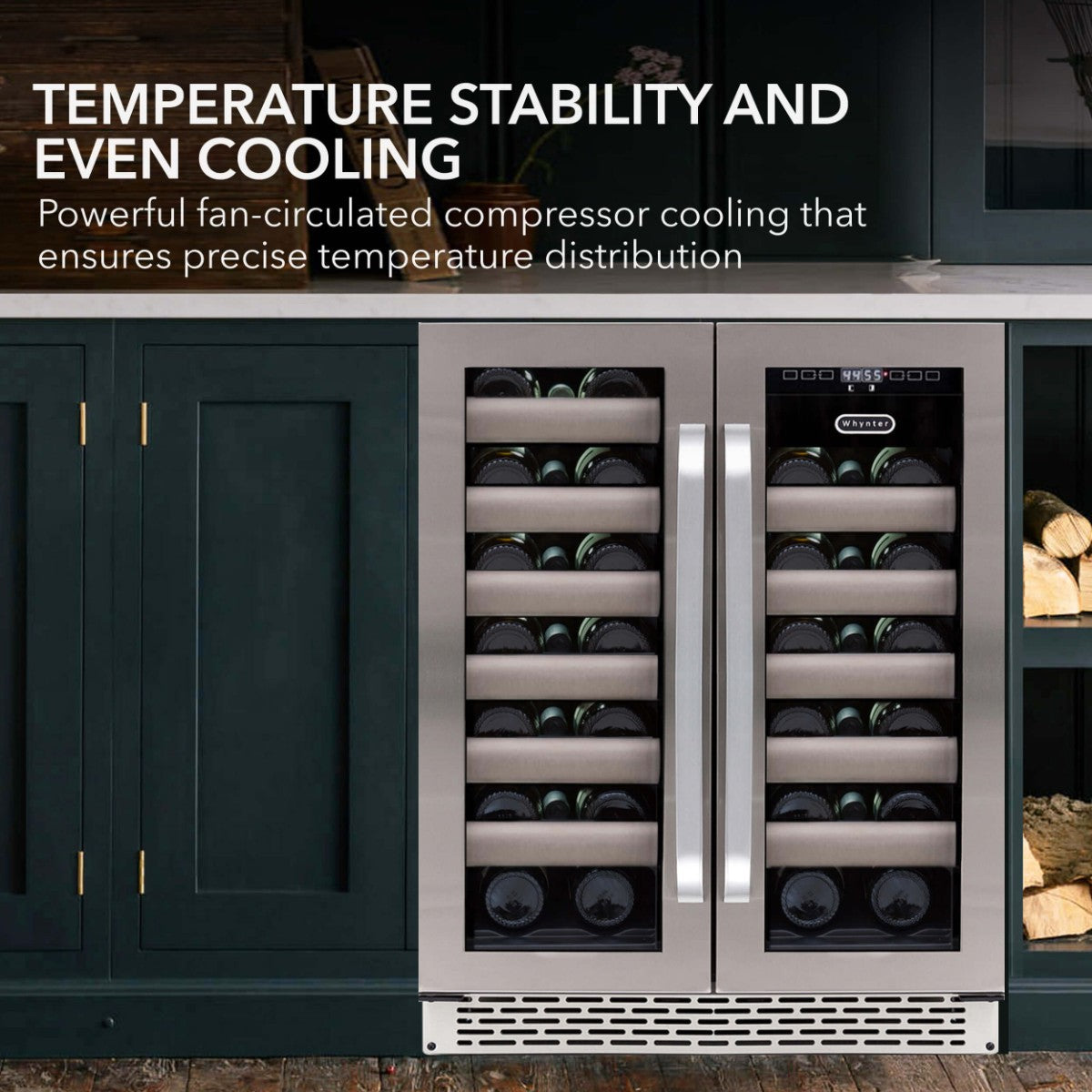 Whynter BWR-401DS 40-Bottle Dual-Zone Built-In Wine Refrigerator - Temperature Stability and Even Cooling