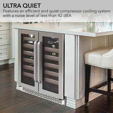 Whynter BWR-401DS 40-Bottle Dual-Zone Built-In Wine Refrigerator - Ultra Quiet Operation