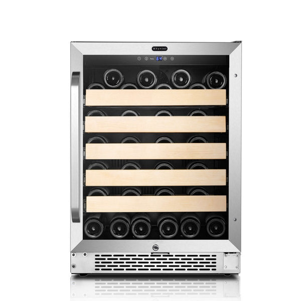 Whynter BWR-541STS 54-Bottle Single-Zone Built-In Wine Refrigerator - Front view loaded racks closed door