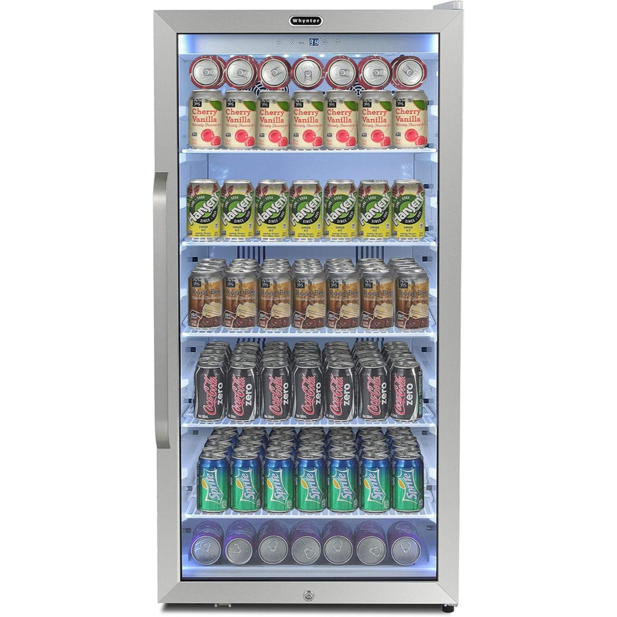 Whynter CBM-815WS 8.1 cu.ft. Commercial Beverage Refrigerator - Front View with beverages inside closed door
