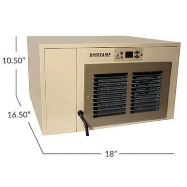 Breezaire WKCE 1060 Wine Cabinet Cooling System 140 cu.ft. - Beige Unit with Dimensions