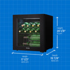 Danby 16 Bottle Freestanding Wine Cooler in Black - dimensions of the fridge shown
