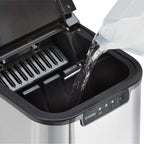 Danby 25 lbs. Countertop Ice Maker in Stainless Steel - Water being poured into ice maker