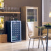 Danby 36 Bottle Freestanding Wine Cooler in Platinum - cooler in a cozy dining room with wooden furniture and glassware