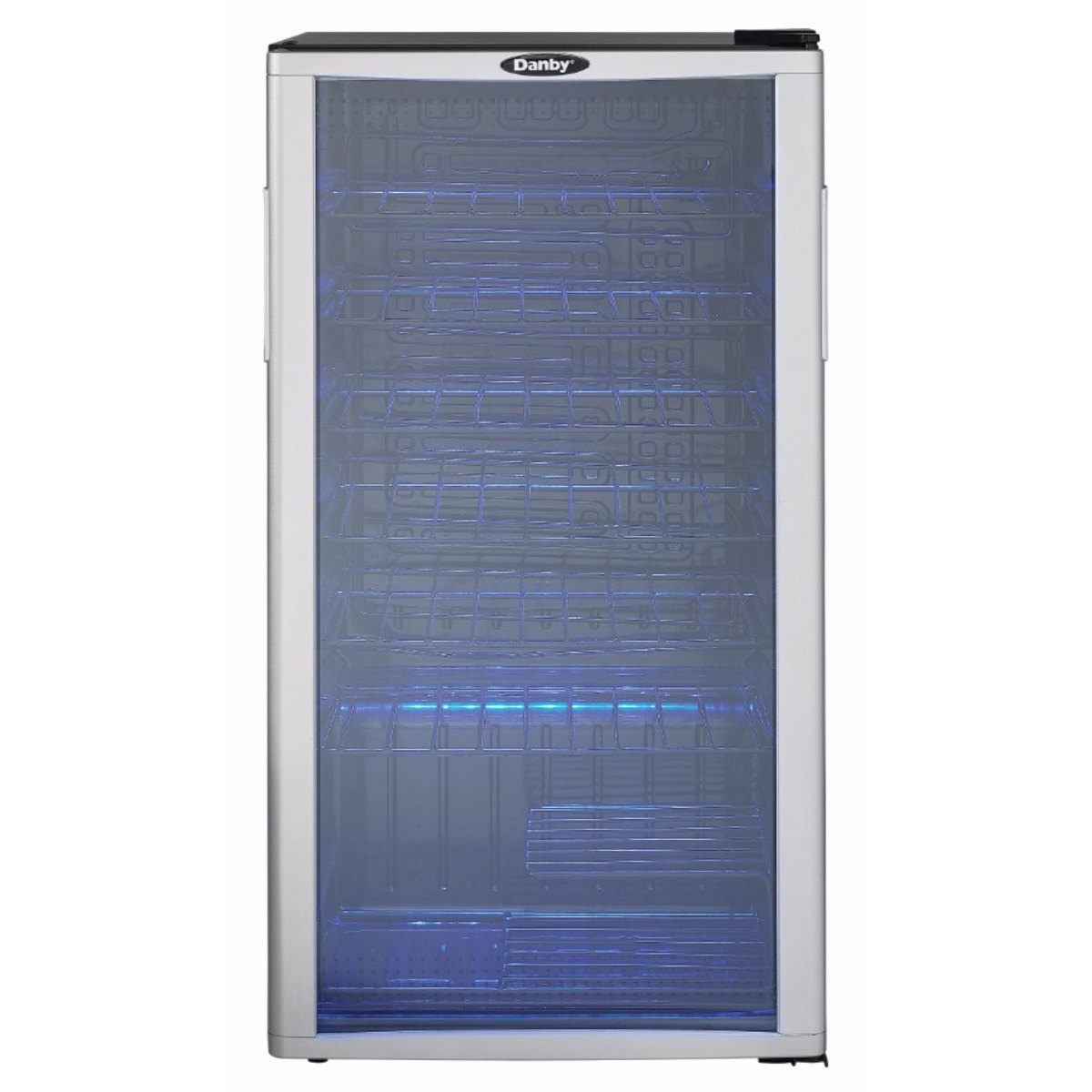 Danby 36 Bottle Freestanding Wine Cooler in Platinum - front view empty fridge closed door