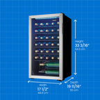 Danby 36 Bottle Freestanding Wine Cooler in Stainless Steel - dimensions of the fridge shown