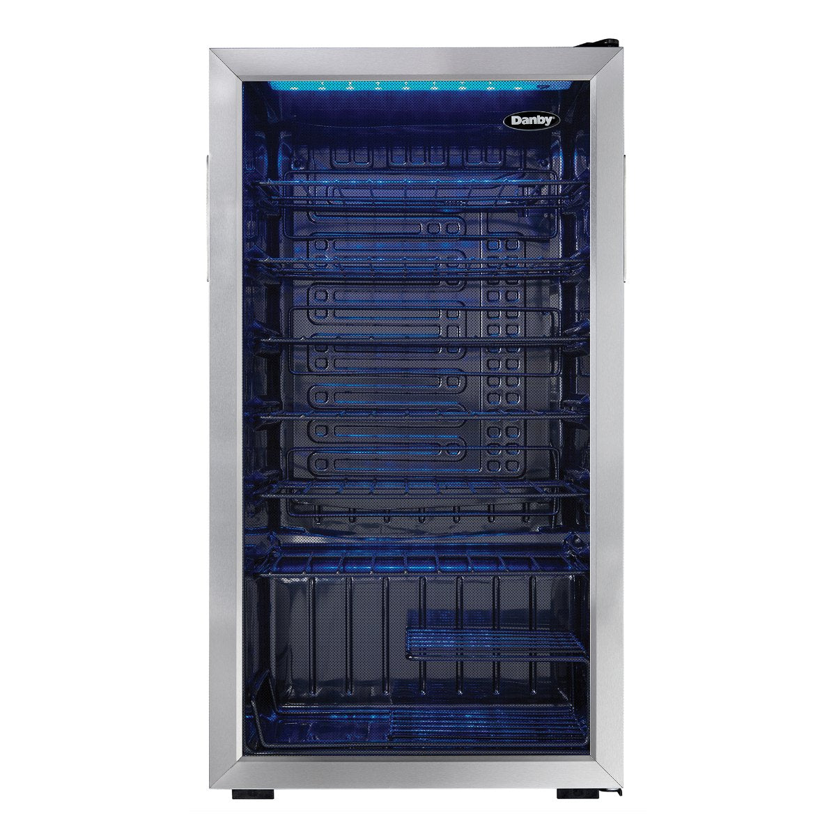 Danby 36 Bottle Freestanding Wine Cooler in Stainless Steel - front view empty fridge closed door