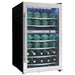 Danby 38 Bottle Free-Standing Wine Cooler in Stainless Steel - front left view loaded inside closed door