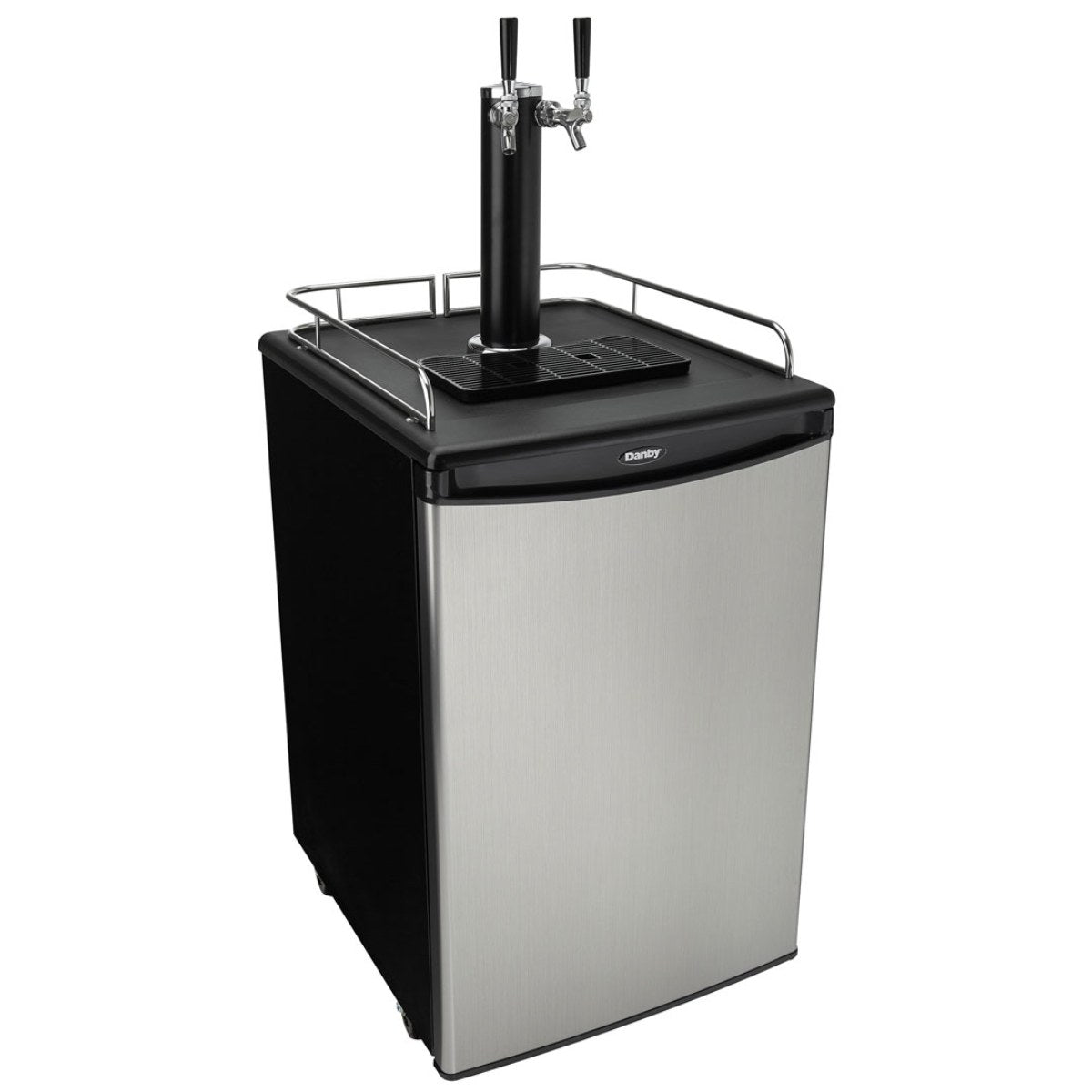 Danby 5.4 cu. ft. Dual Tap Kegerator – Keg Cooler - front left view high angle closed door shown