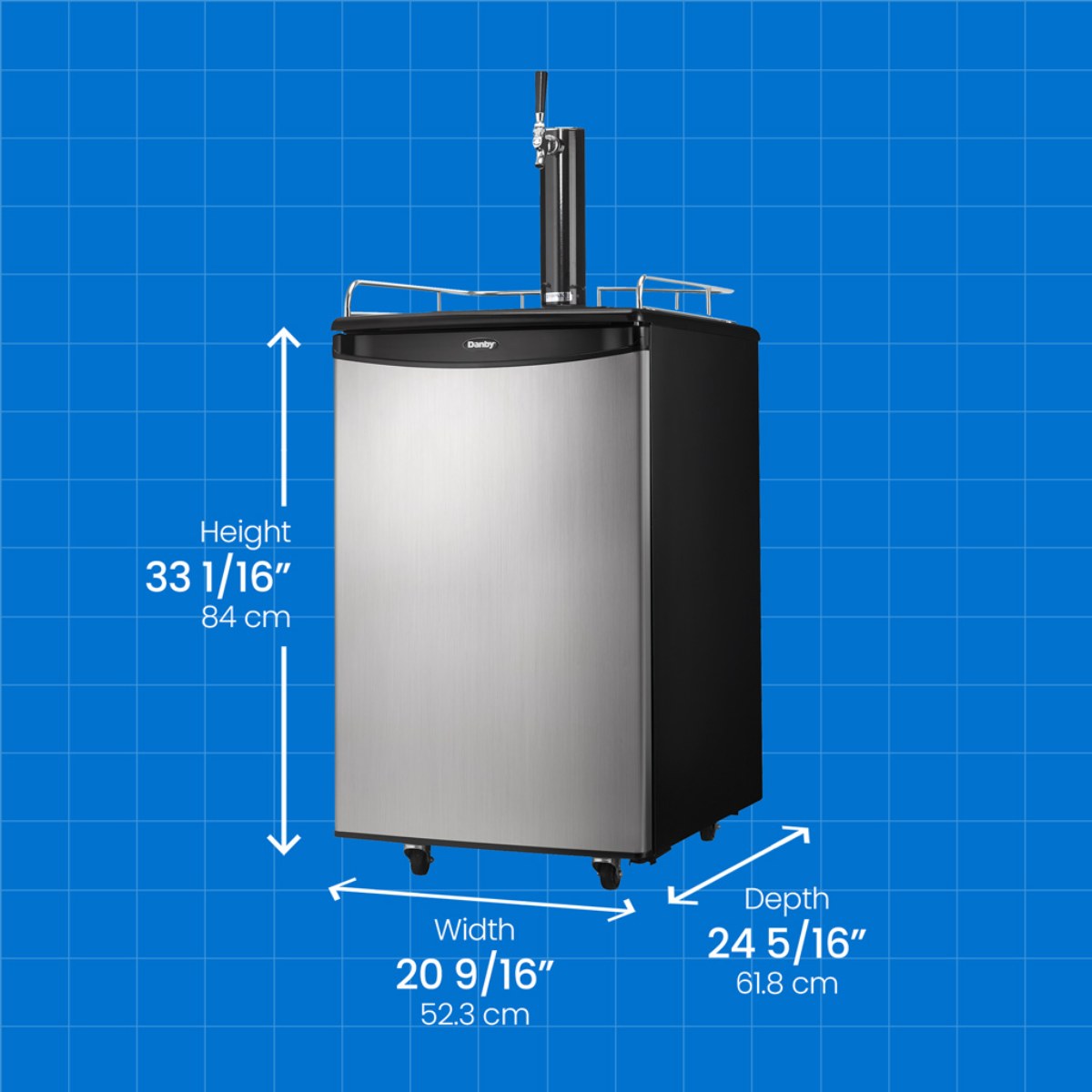 Danby 5.4 cu. ft. Single Tap Kegerator - dimensions of the kegerator cooler shown