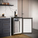 Danby 5.4 cu. ft. Single Tap Kegerator - open to reveal a full-size keg inside a modern kitchen setup