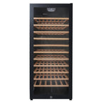 Danby 94 Bottle Freestanding Wine Cooler in Black - front view empty shelves closed door