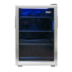 Danby 95-Can Freestanding Beverage Center in Stainless Steel - front view empty fridge closed door