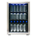 Danby 95-Can Freestanding Beverage Center in Stainless Steel - front view loaded fridge closed door