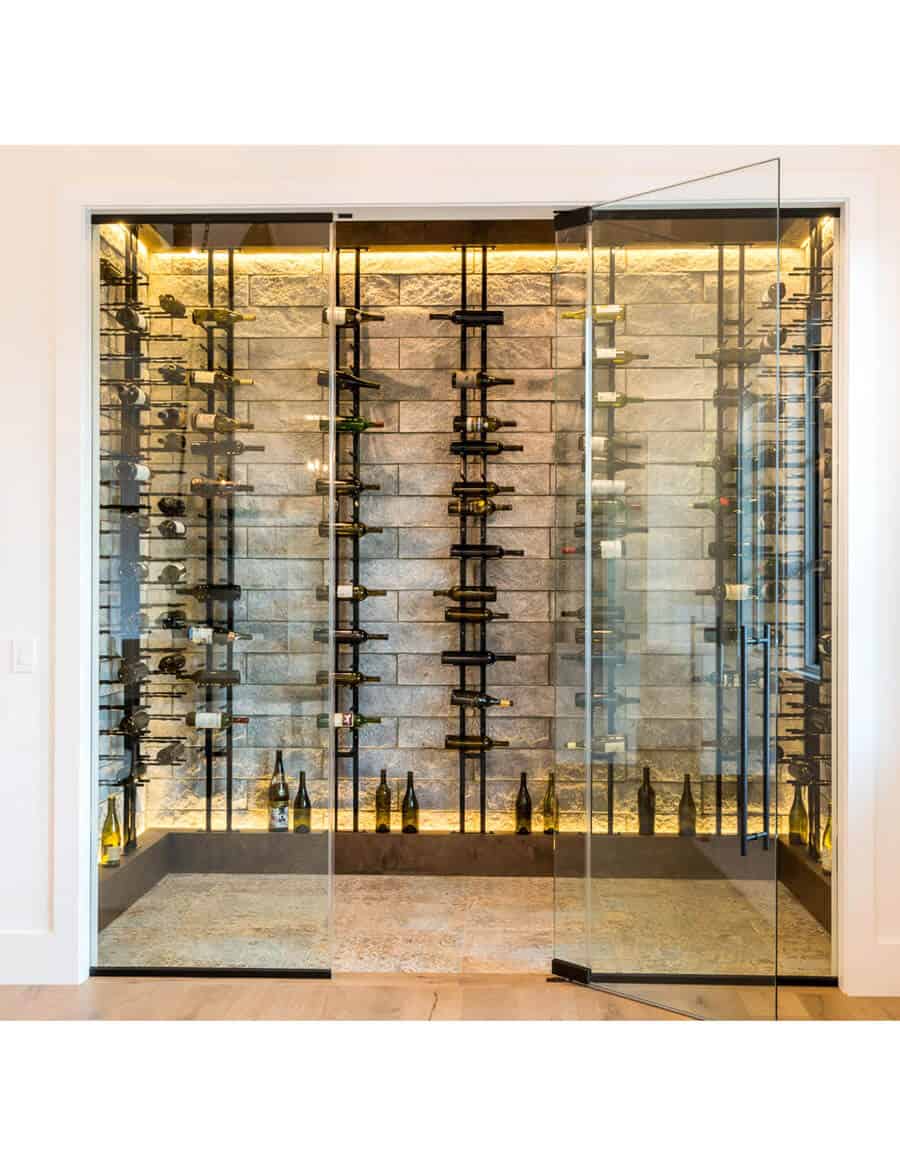 Floor-to-Ceiling Mounted Wine Rack Display - 1-Sided (63 Bottles)