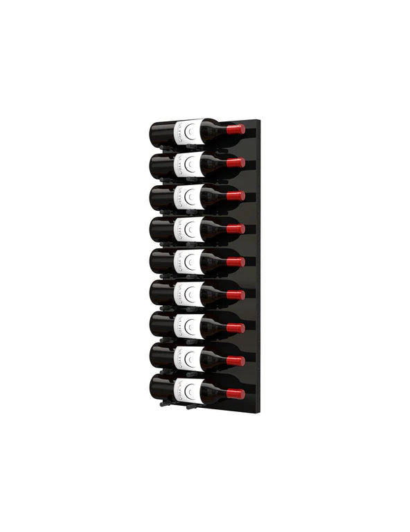 Fusion Wine Wall Rack (Label Out) - Black Acrylic (9 - 27 Bottles)