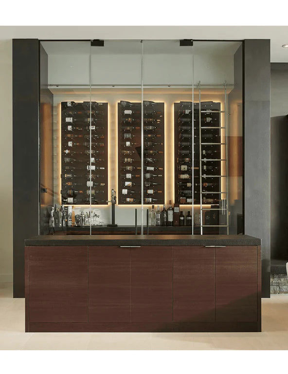 Fusion Wine Wall Rack (Label Out) - Black Acrylic (9 - 27 Bottles)