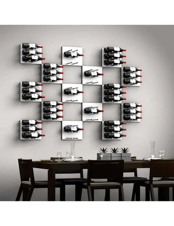 Fusion Wine Wall Panel (Label Out) - White Acrylic (3 To 9 Bottles)