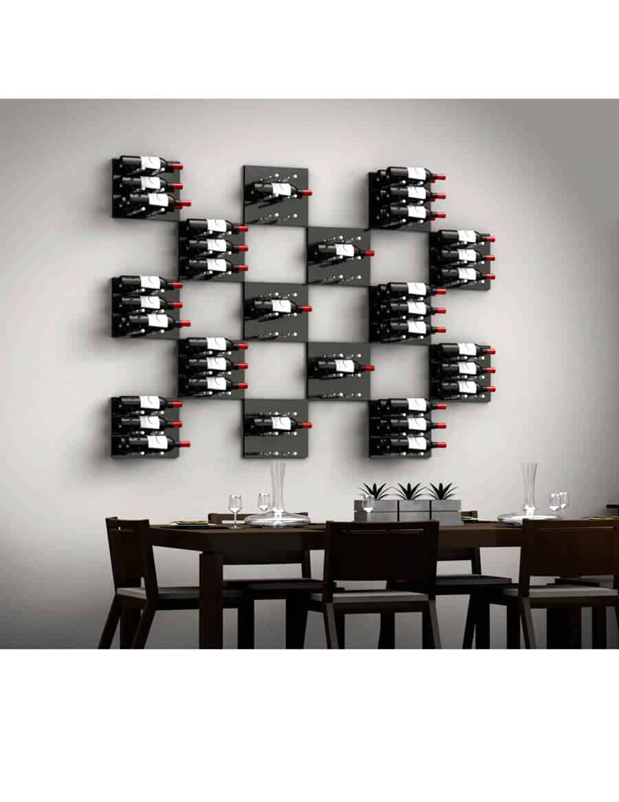 Fusion Wine Wall Panel (Label Out) - Black Acrylic (3 To 9 Bottles)