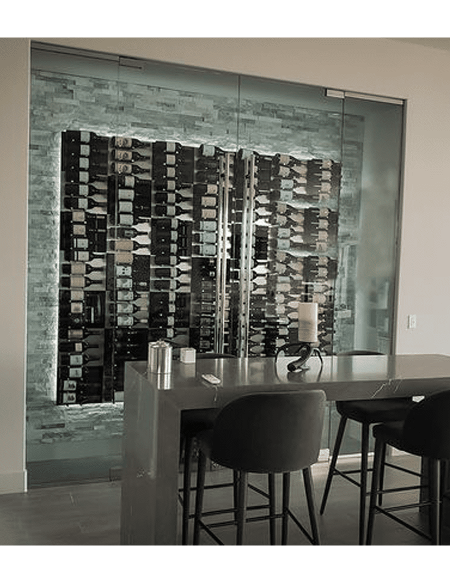 Fusion Wine Wall Panel (Label Out) - Black Acrylic (3 To 9 Bottles)