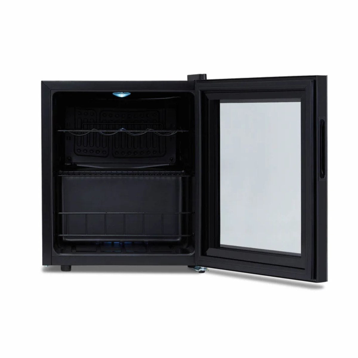 Luma 16 Bottle Shadow Series Freestanding Wine Fridge – 16.9" Black - Front View - Empty Fridge - Open Door
