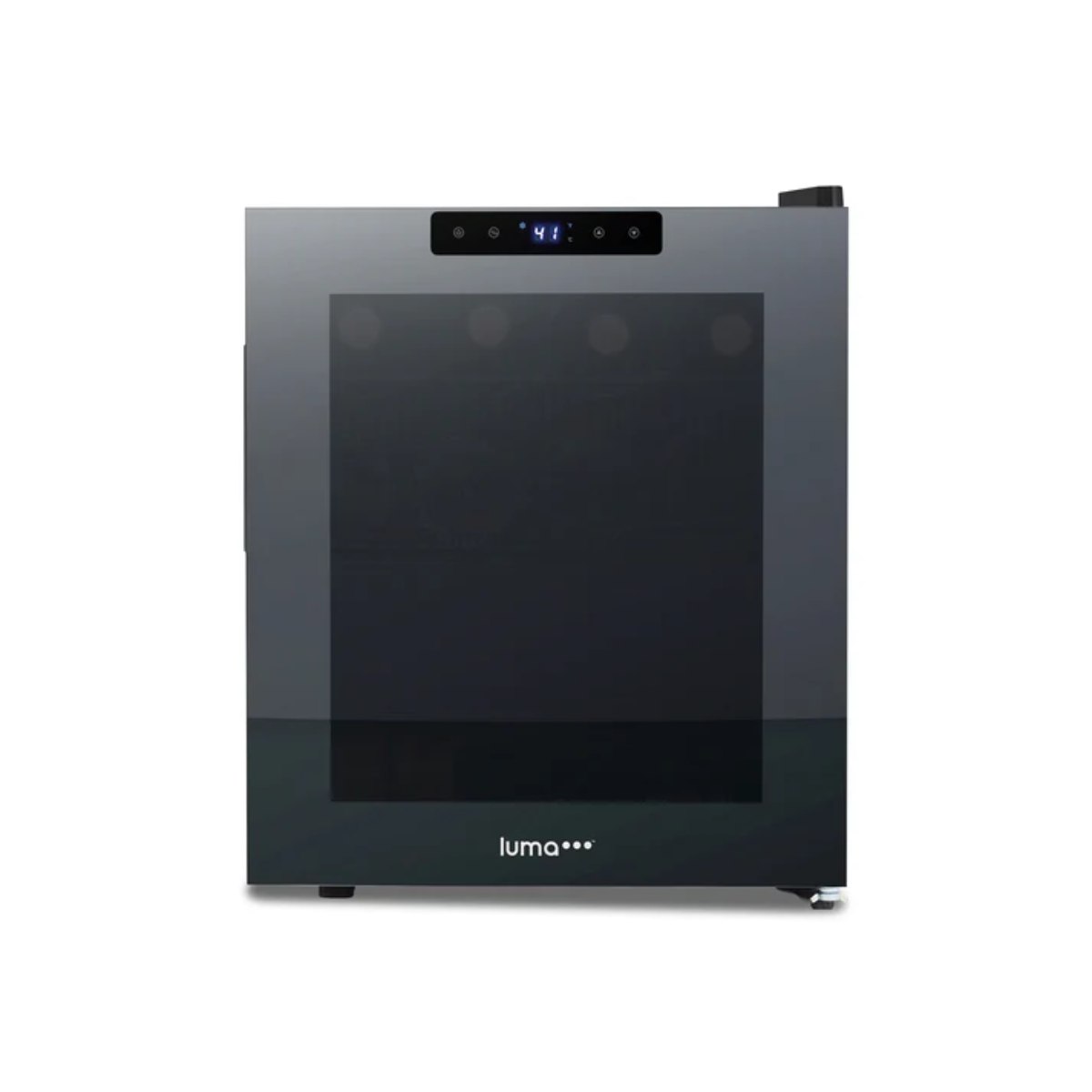 Luma 16 Bottle Shadow Series Freestanding Wine Fridge – 16.9" Black - Front View - Loaded Fridge - Closed Door