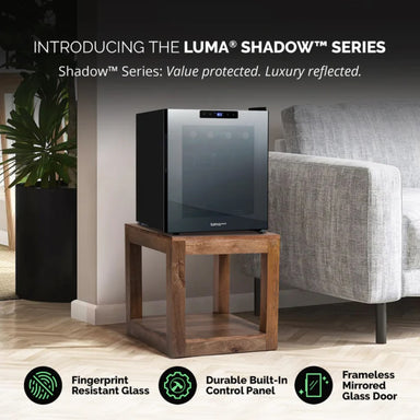 Luma 16 Bottle Shadow Series Freestanding Wine Fridge – 16.9" Black - Value Protected, Luxury Reflected