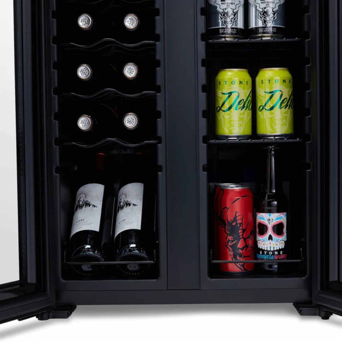 Luma Comfort 39 Can 12 Bottle Shadow Series Dual Zone Fridge – 20" - Bottom View of the Fridge