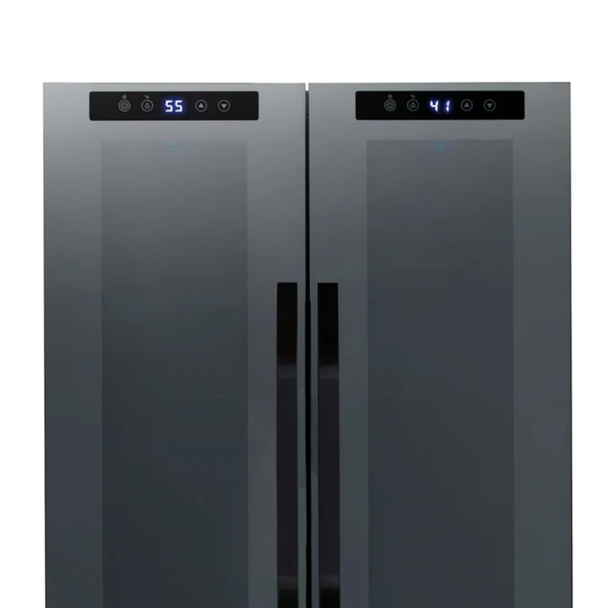 Luma Comfort 39 Can 12 Bottle Shadow Series Dual Zone Fridge – 20" - Close up view of the Controls - Front View