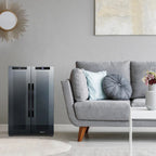 Luma Comfort 39 Can 12 Bottle Shadow Series Dual Zone Fridge – 20" -  Close up view of the Fridge shown in the Living Room 