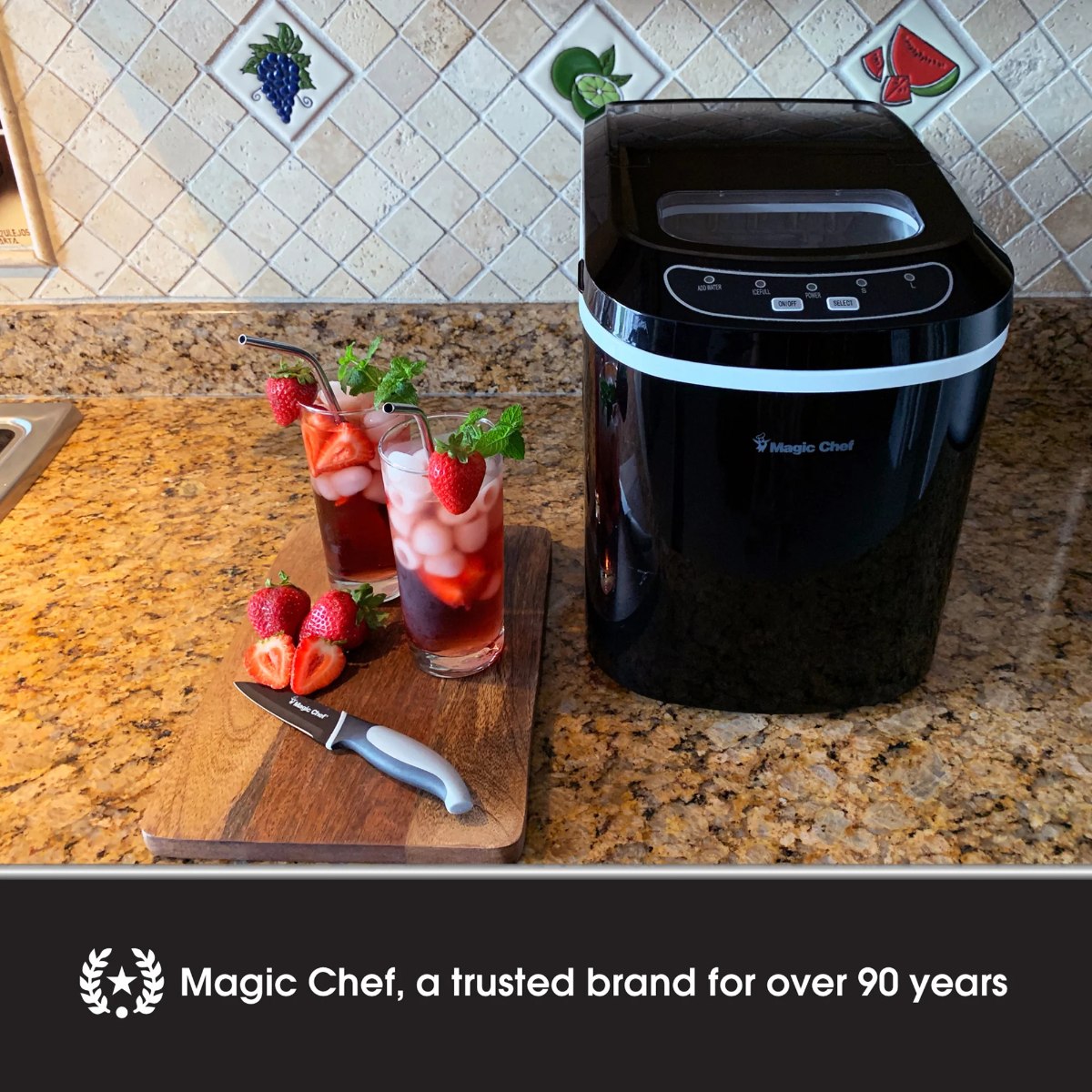 Magic Chef 27 lb. Portable Countertop Ice Maker in Black - trusted brand for over 90 years
