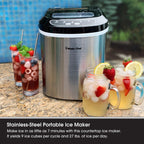 Magic Chef 27 lb. Portable Countertop Ice Maker in Stainless Steel - make ice in 7 minutes 9 ice cubes per cycle