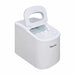 Magic Chef 27 lb. Portable Countertop Ice Maker in White - front left view open lid with ice inside