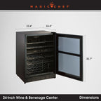 Magic Chef 44 Bottle / 140 Can Dual Zone Wine and Beverage Cooler - dimensions of the fridge shown
